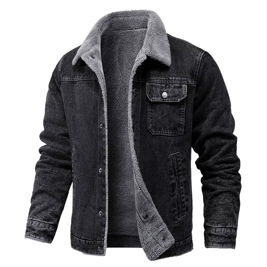 Winter Men'S Jacket High-Quality Lapel Lamb Hair Thickened Warm Coat Korean Fashion Casual Tight Denim Jackets 5XL Men Clothing