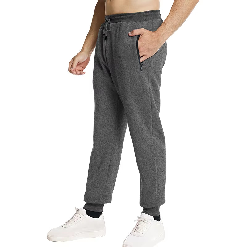 New Sweatpants Side Zipper Pockets Men Joggers Track Pants Elastic Waist Sport Casual Trousers Baggy Fitness Gym Clothing